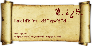 Makláry Árpád névjegykártya